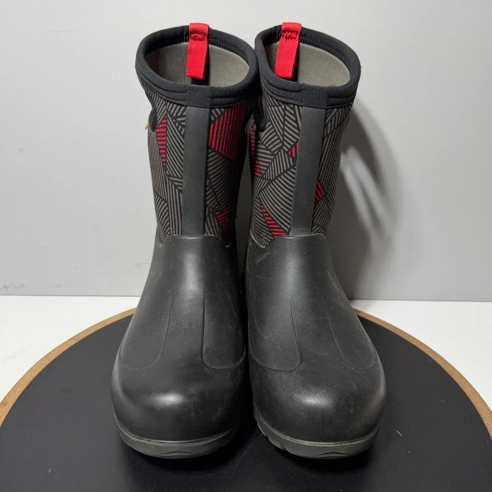 Bogs‎ Neo Classic Geo Boots Kids Youth 5 Waterproof Insulated Black Red Winter